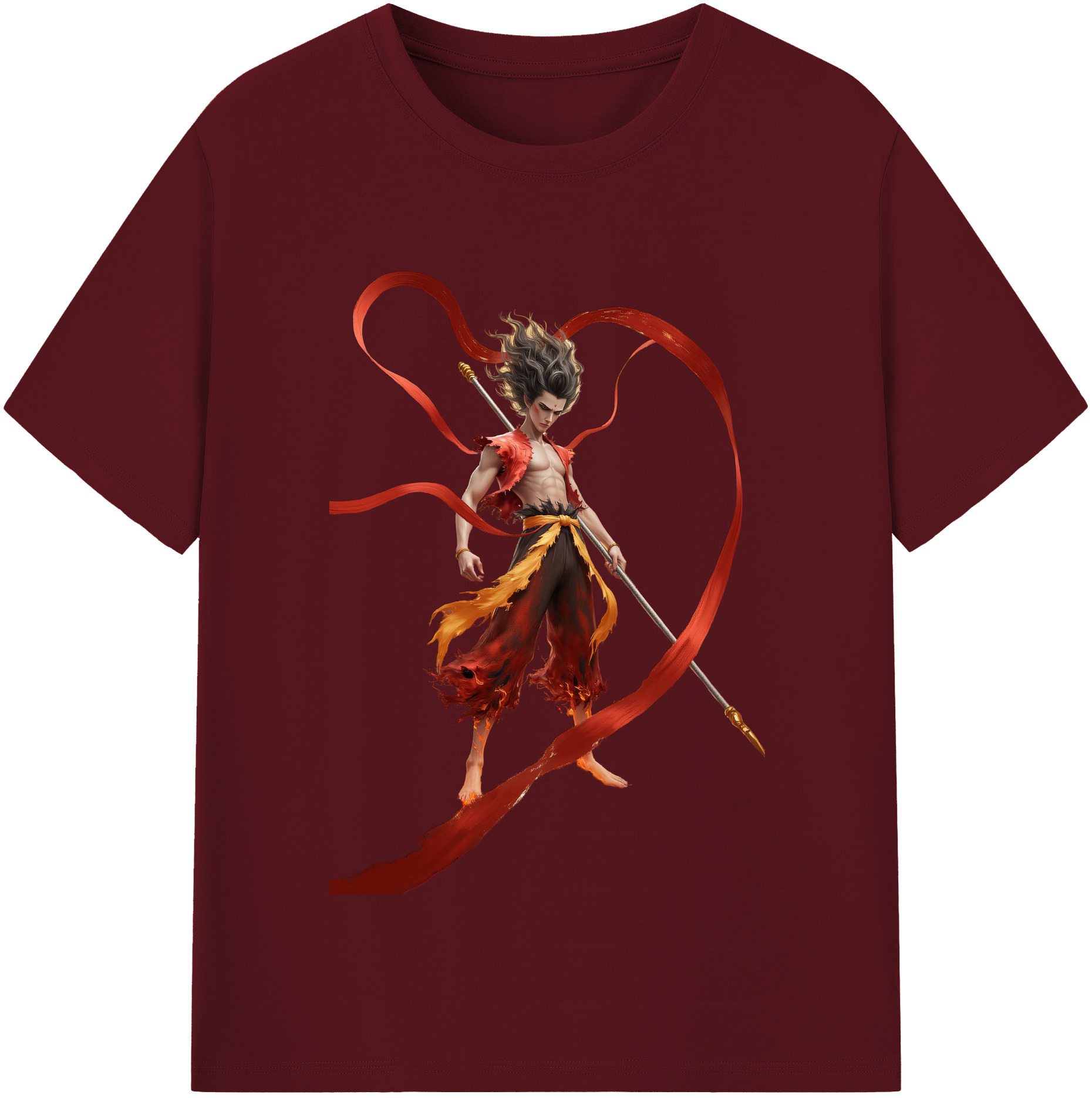 （画像用） Ne Zha 2 ナタ 魔童の大暴れ 綿100％半袖Tシャツ（フロントプリント）